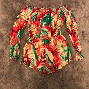 Tropical print romper